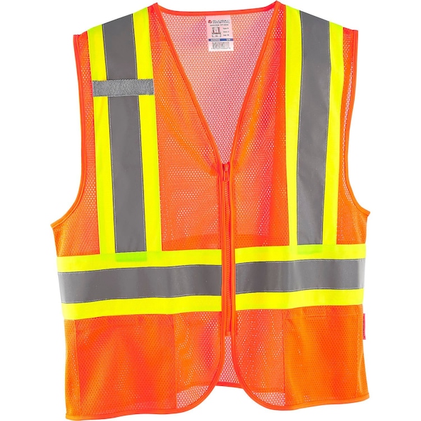 Global Industrial Two-Tone Safety Vest 2XL/3XL Class 2 U Back, , Zipper 2 Pockets, 1 Mic Tab 641639OXXL - main